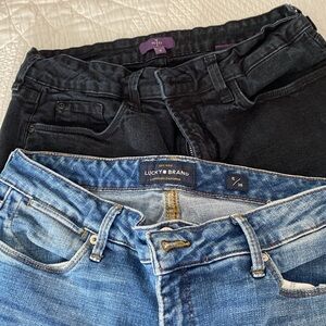 Two pair jeans. Size 6. Black and wash denim